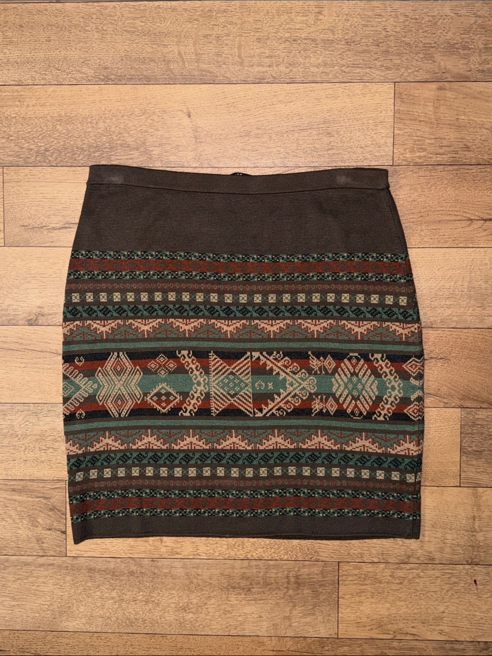 Peruvian Connection Size Large Mini Skirt Pima‎ Cotton Blend Tribal Aztec Luxe L